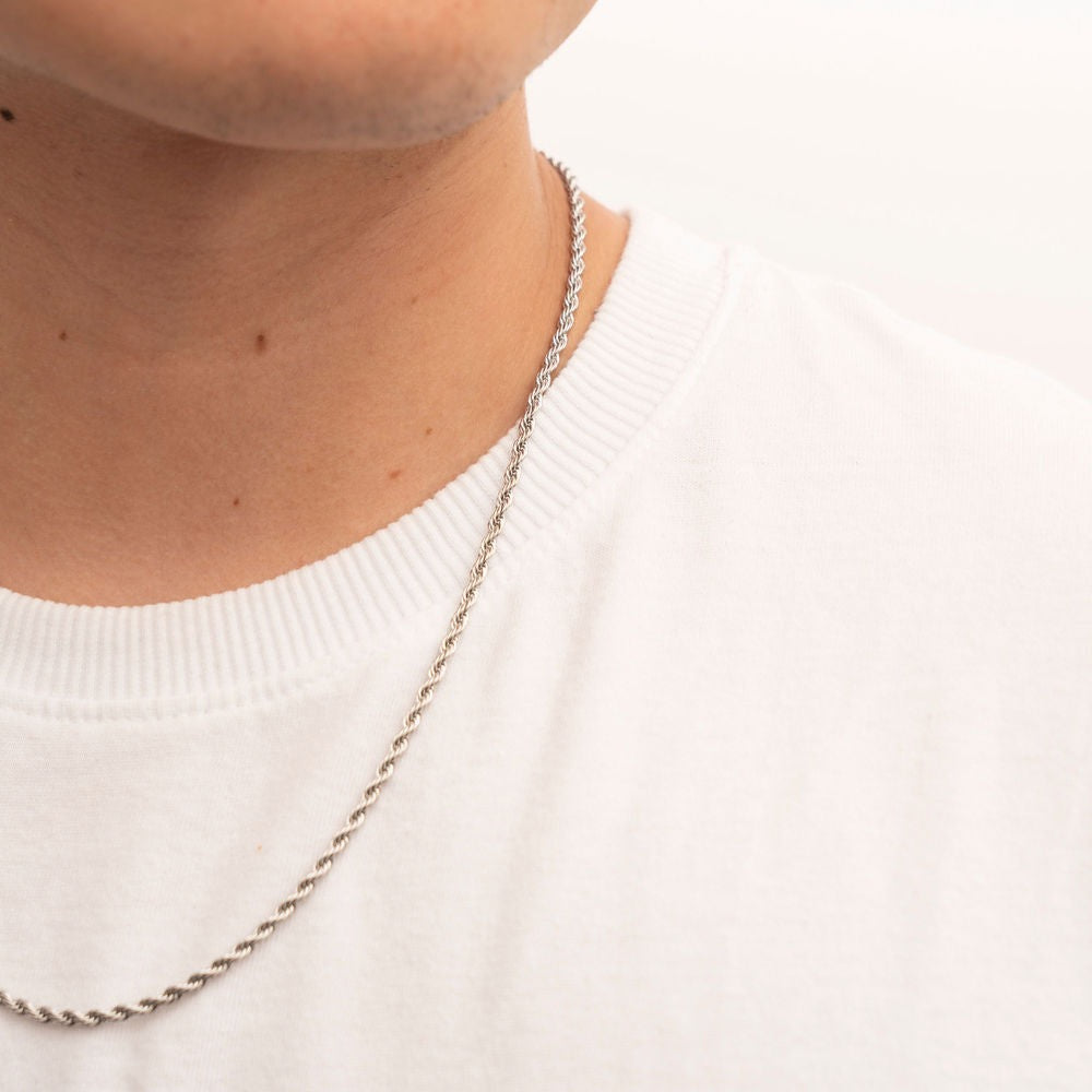 Unisex Silver Rope Chain